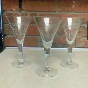 3 Javit Crystal Vintage Water/Wine Glasses Wheat Etching Pattern: “Fine Wheat"